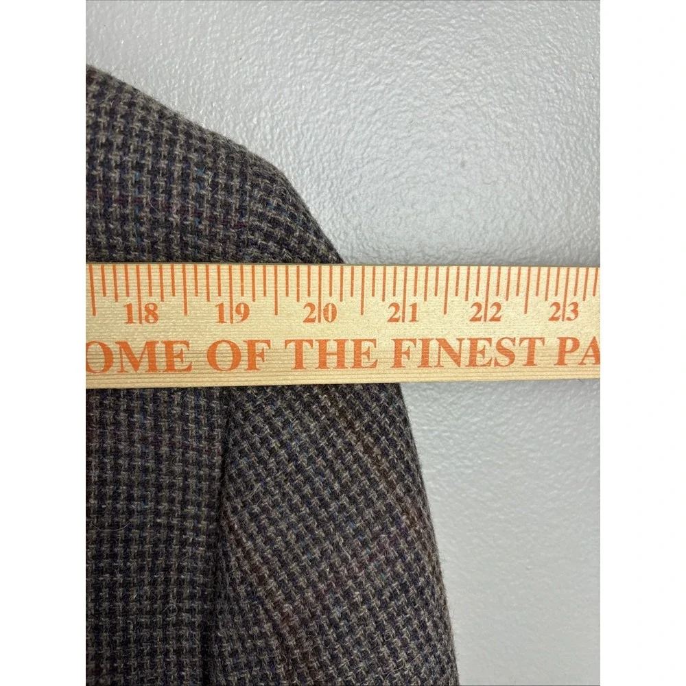 Tweed Style Men's Sport Coat Blazer Two Button Houndstooth Gray Wool Size 42R